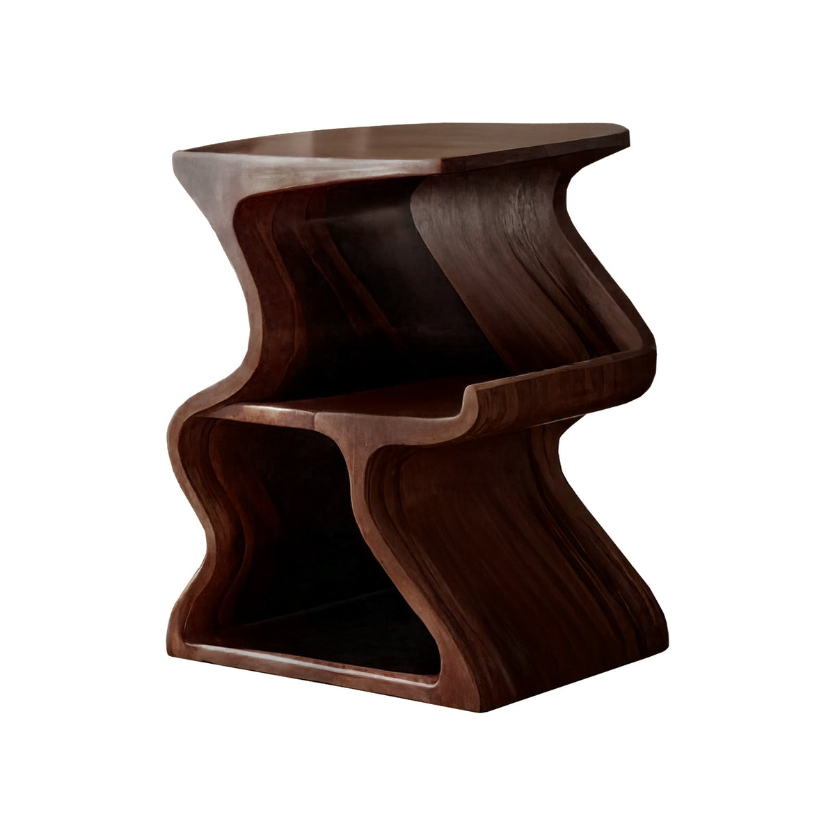 Aurea Wave Sculptural Solid Wood Record Player Stand