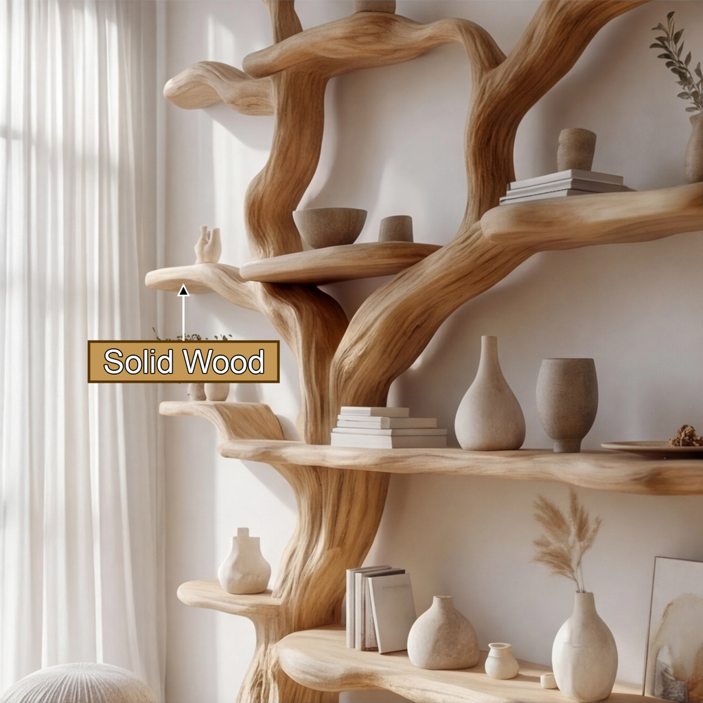 Elarwood Sculpted Solid Wood Tree Bookshelf