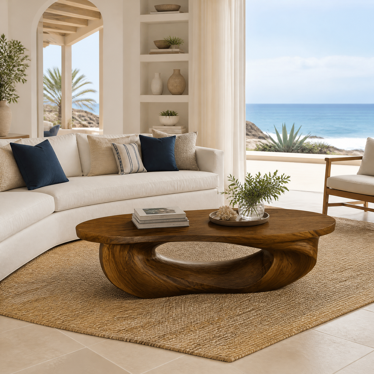Cevorin Sculpted Solid Wood Coffee Table